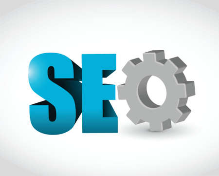 seo gear text sign illustration design over a white backgroundのイラスト素材
