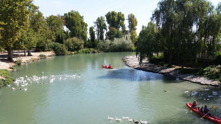 Parque del Buen Retiro. Park of the Pleasant Retreat in Madrid, Spainのeditorial素材