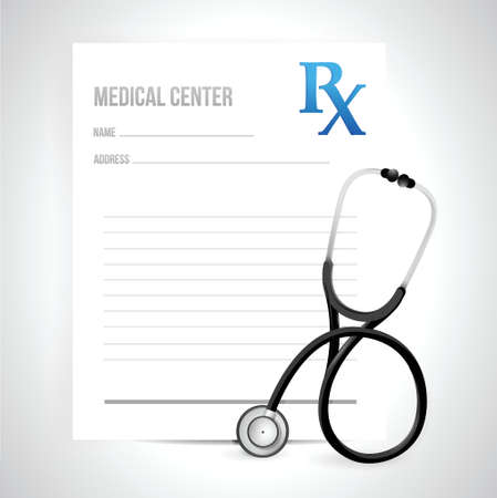 prescription and stethoscope illustration design over a white backgroundのイラスト素材