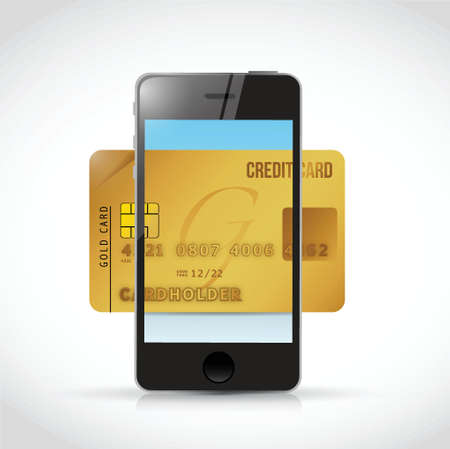phone and credit card illustration design over a white backgroundのイラスト素材