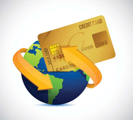 global business. globe and credit card. illustration design over a white backgroundのイラスト素材