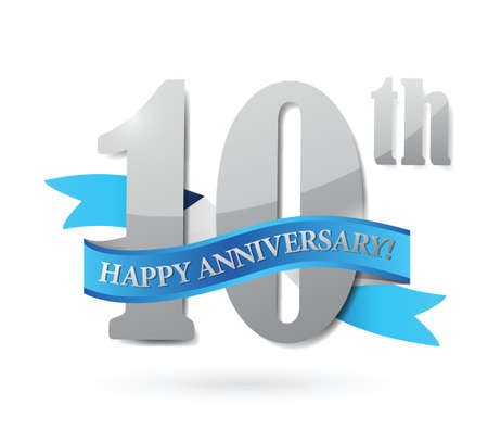 10th anniversary ribbon sign illustration design over a white backgroundのイラスト素材