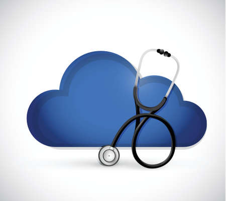 cloud computing and stethoscope illustration design over a white backgroundのイラスト素材