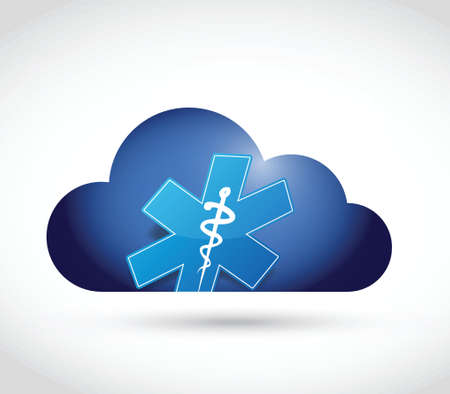 cloud computing and medical symbol illustration design over a white backgroundのイラスト素材