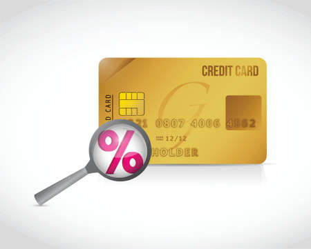 credit card and percentage magnify illustration design over a white backgroundのイラスト素材