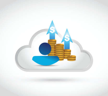 cloud computing people profits illustration design over a white backgroundのイラスト素材
