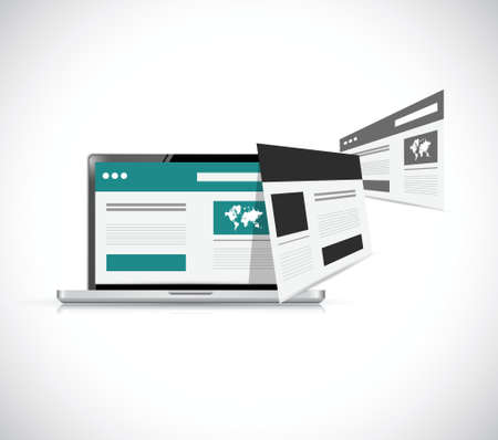 computer and set of business sites illustration design over a white backgroundのイラスト素材