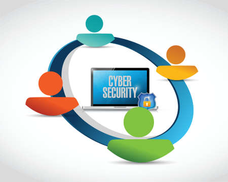 cyber security people network illustration design over a white backgroundのイラスト素材