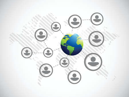 international globe people network illustration design over a white background
