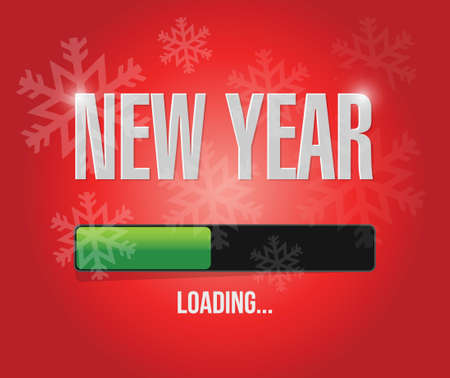 snowflakes new year loading concept illustration design over a red background