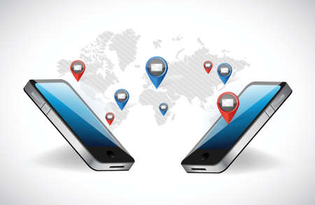 phone network email communication illustration design over a white backgroundのイラスト素材