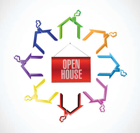 open house concept illustration design over a white backgroundのイラスト素材