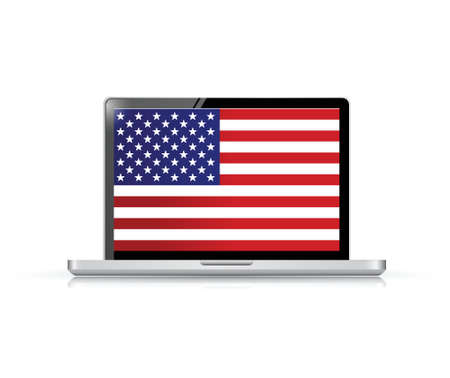 us flag computer laptop illustration design over a white backgroundのイラスト素材