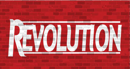 revolution message illustration design over a red brick backgroundのイラスト素材