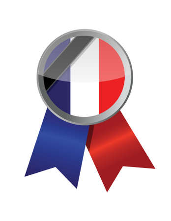france seal and black ribbon illustration design over a white backgroundのイラスト素材