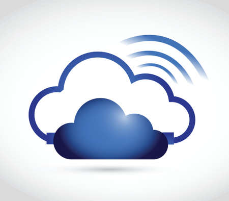 cloud and wifi signal sign illustration design over a white backgroundのイラスト素材