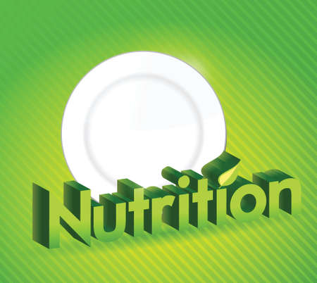 nutrition sign and food plate illustration design over a green backgroundのイラスト素材