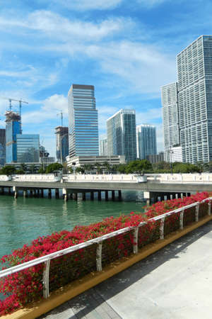 sidewalk on along Biscayne Bay from Brickell Keyの写真素材