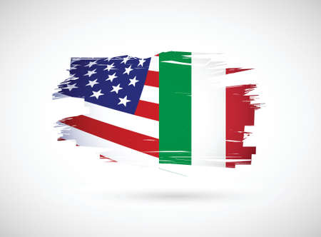 italian american flag illustration design over a white backgroundのイラスト素材