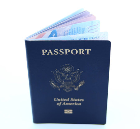 us passport isolated over a white backgroundの写真素材