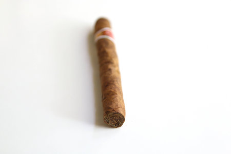 handmade luxury Cuban cigar isolated over a white backgroundの写真素材