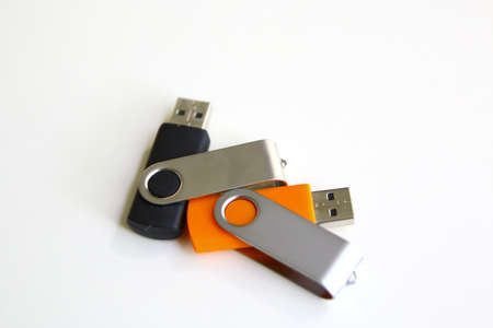 set of usb drives isolated on a white background