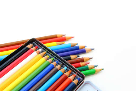 Color pencils isolated over white background close upの写真素材