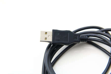 black USB cable isolated on white background