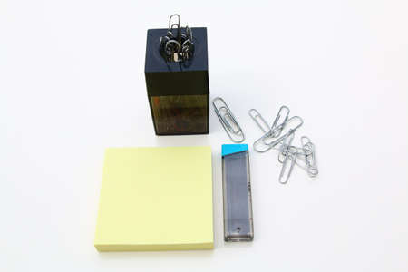  notes and clips isolated on white.