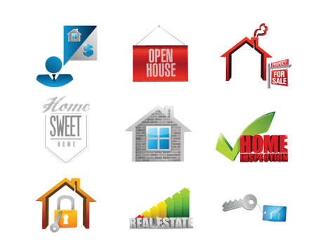 home. real estate concept icon set illustration design over whiteのイラスト素材