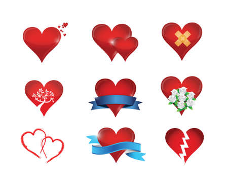 heart icon set illustration design over a white backgroundのイラスト素材