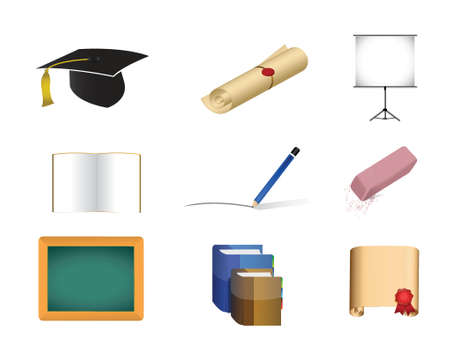 education concept icon set illustration design over whiteのイラスト素材