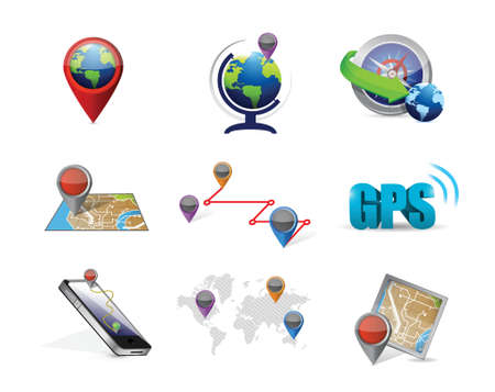 gps map travel concept icon set illustration design over whiteのイラスト素材
