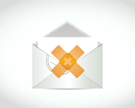 email bandage fix solution concept illustration design over white backgroundのイラスト素材