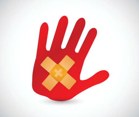 hand bandage fix solution concept illustration design over white backgroundのイラスト素材