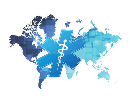 medical coverage map illustration design over white backgroundのイラスト素材