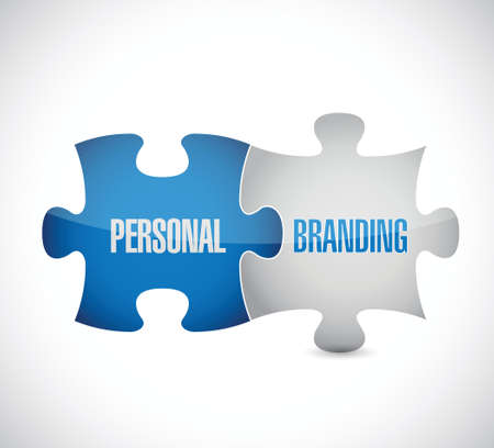 personal branding puzzle pieces sign illustration design over whiteのイラスト素材