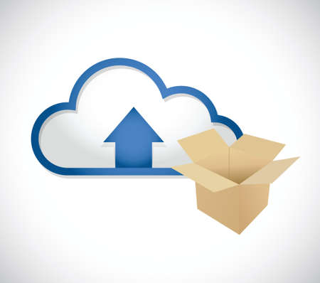 cloud computing content upload concept illustration design over whiteのイラスト素材