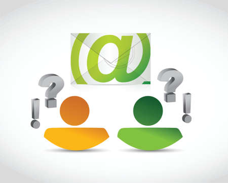 email correspondence people questions illustration design over white backgroundのイラスト素材