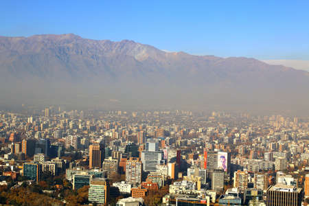 Panoramic view of Santiago de Chile from Cerro San Sebastian