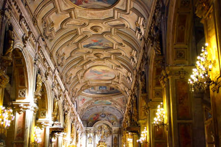 SANTIAGO, CHILE - JUNE 15: Metropolitan Cathedral of Santiago vaulted ceiling in Santiago, Chile. Built in 1748 - 1800のeditorial素材