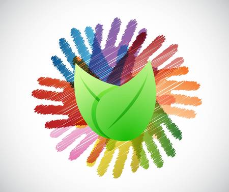 hands diversity and nature concept illustration sign over whiteのイラスト素材