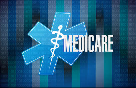 Medicare binary sign concept illustration design over blackのイラスト素材