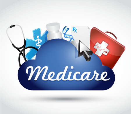 Medicare cloud technology sign concept illustration design over whiteのイラスト素材