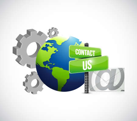 industrial gear contact us mail sign illustration design over whiteのイラスト素材