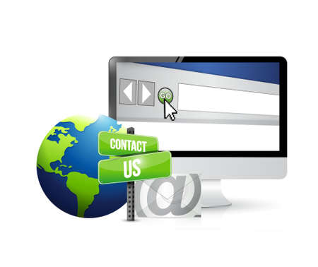contact us mail computer sign illustration design over whiteのイラスト素材