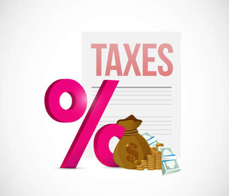 taxes percentage and money savings illustration designのイラスト素材