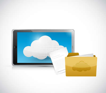 tablet computer cloud computing and files illustration designのイラスト素材