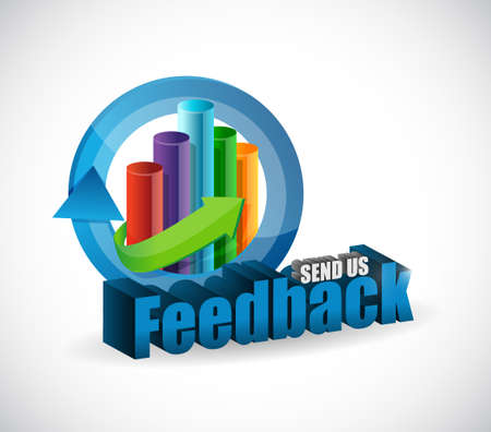 send us feedback business graph sign illustration design over whiteのイラスト素材