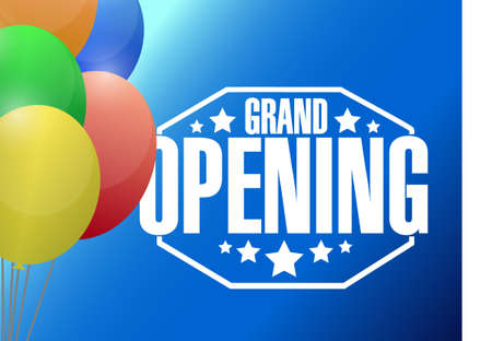 grand opening sign stamp and balloons background illustration designのイラスト素材